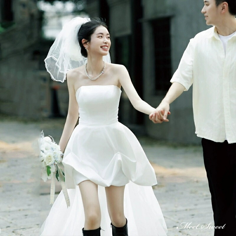 結婚式　前撮り　4wayウェディングドレス ホワイト　ミートスウィート 4WAYウエディングドレスWD01277 | デコルテフォトグラフィー | 前撮り