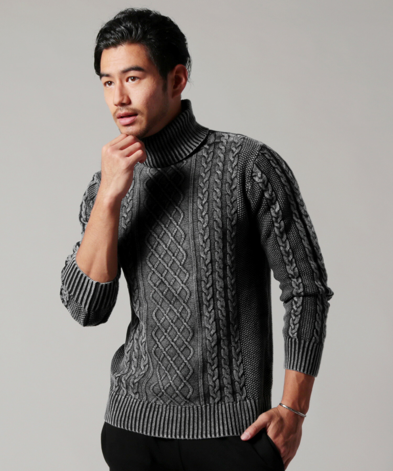 楽天市場】ニット セーター メンズ 秋 冬 タートルネック ケーブル