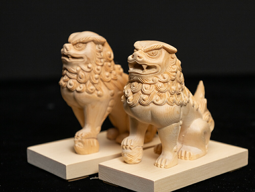 楽天市場】【総高10cm】狛犬・獅子 木彫り 仏像 一刀彫 / 素材：桧