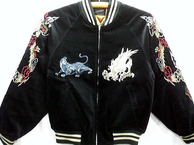 楽天市場】スカジャン 龍と黒豹刺繍 2L 日本製本格刺繍 : takafuku