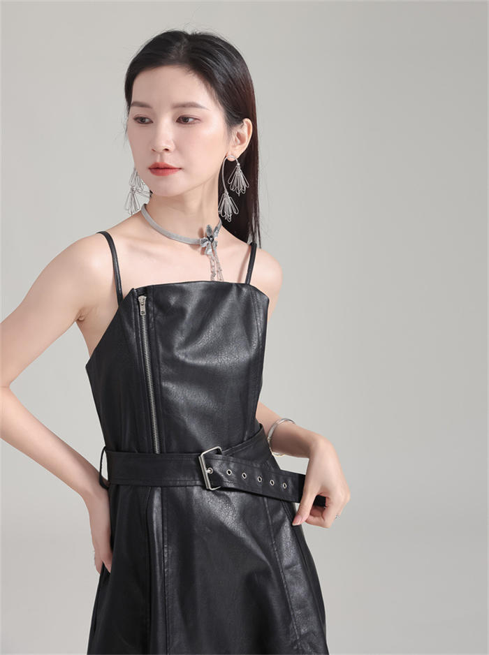 楽天市場】レザー ジャンパースカート キャミワンピース レディース