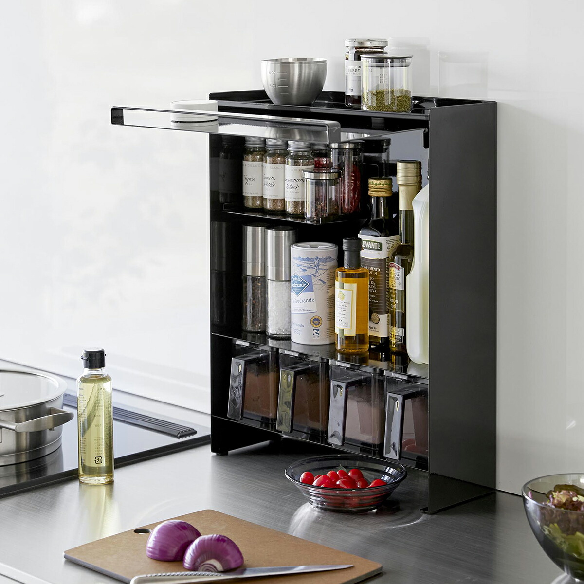 楽天市場】[ 前が開く 隠せる調味料ラック タワー ] 山崎実業 tower