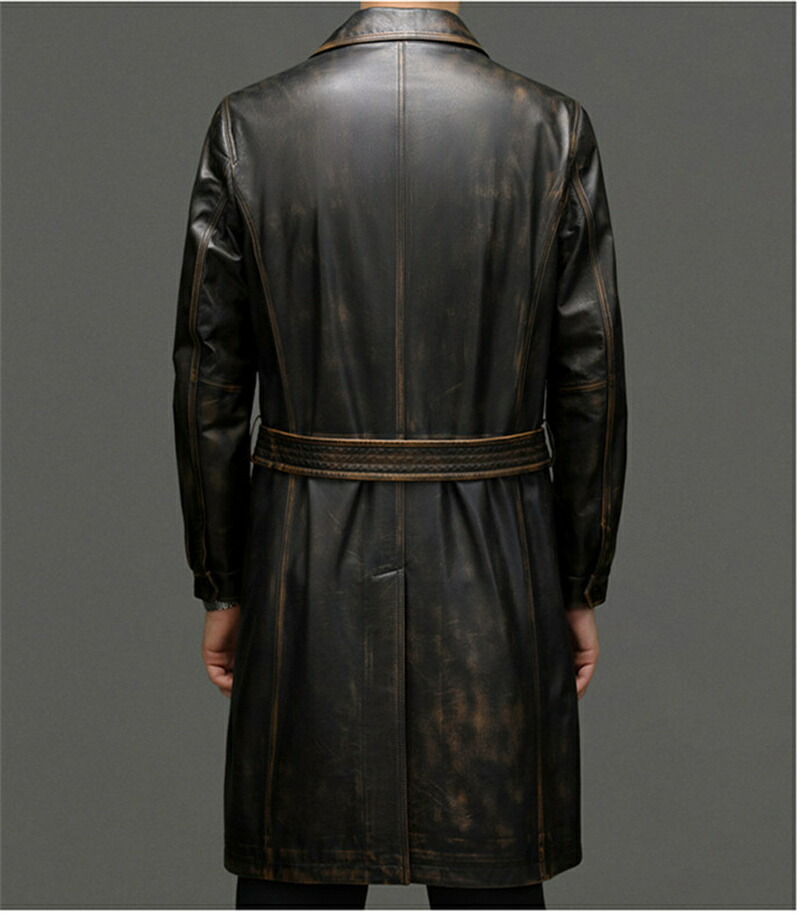 楽天市場】本革コート トレンチコート レザーコート 本革 膝丈 牛革