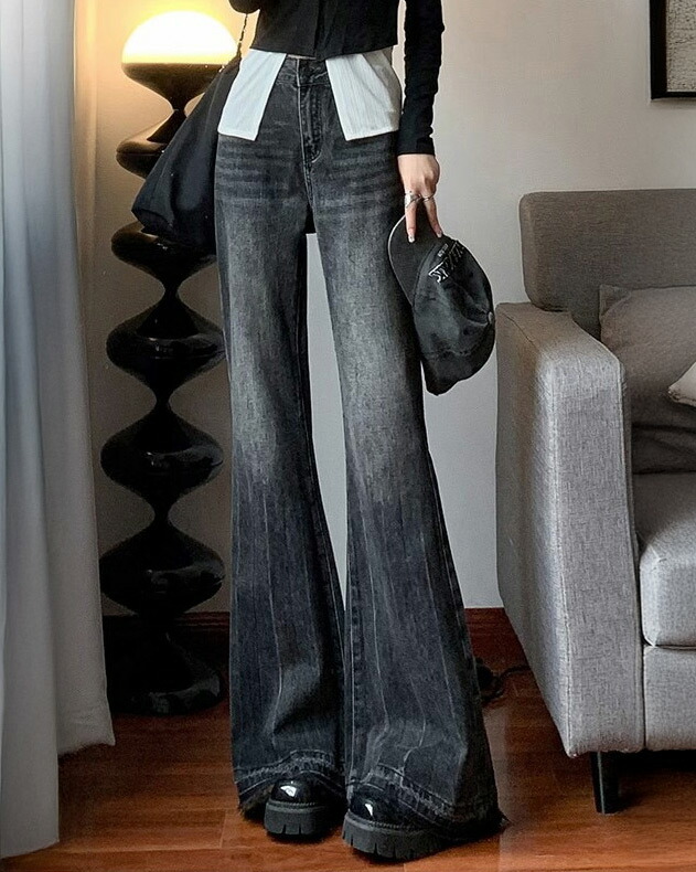 楽天市場】「カットオフで今っぽに」デニム フレアパンツ カットオフ