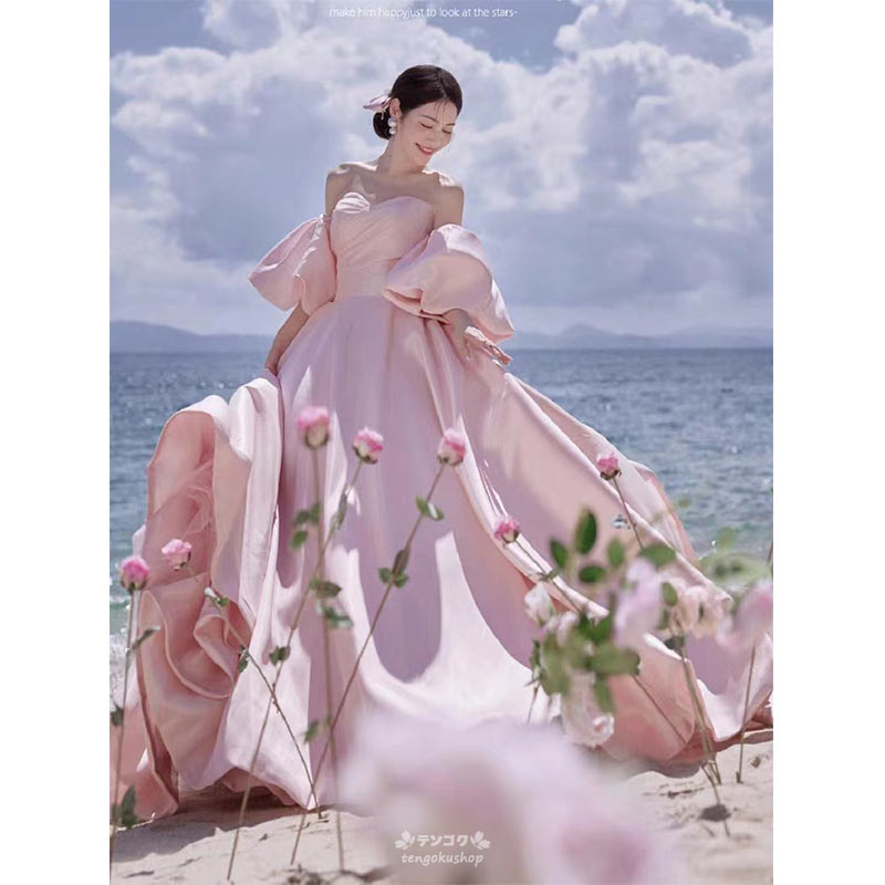 楽天市場】ウェディングドレス 前撮り カラードレス サテンドレス