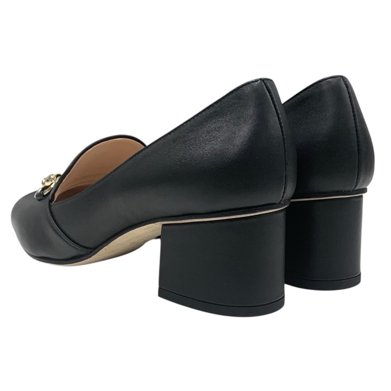 グッチ GUCCI パンプス 靴 シューズ レザー ブラック 黒 ゴールド 未