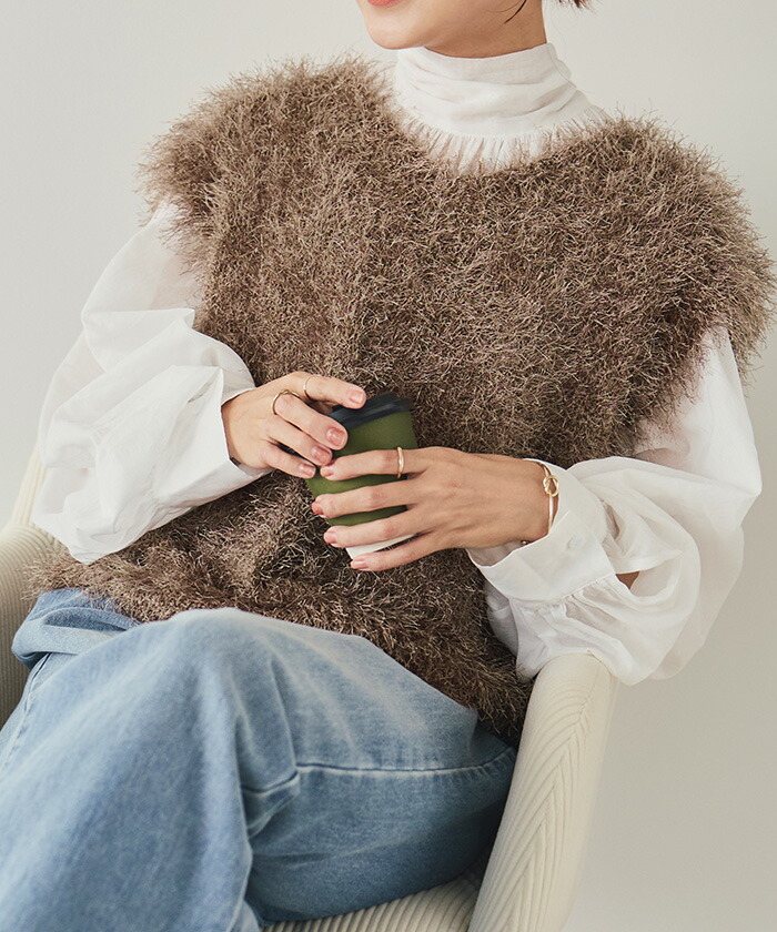 楽天市場】前後2wayVネックシャギーニットベスト トップス レディース