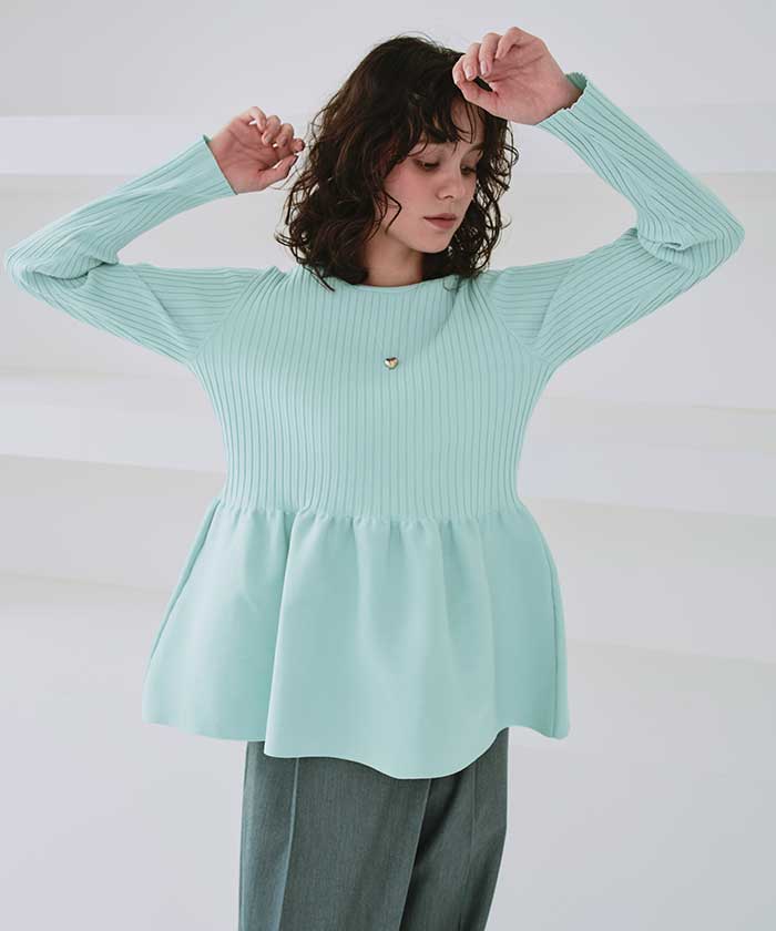 楽天市場】【クーポン利用で3705円】前後2wayペプラムニットトップス