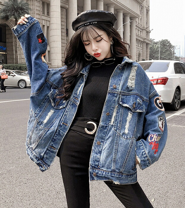 楽天市場】デニム ジャケット刺繍 アウター クラッシュデニム : 時の旅人