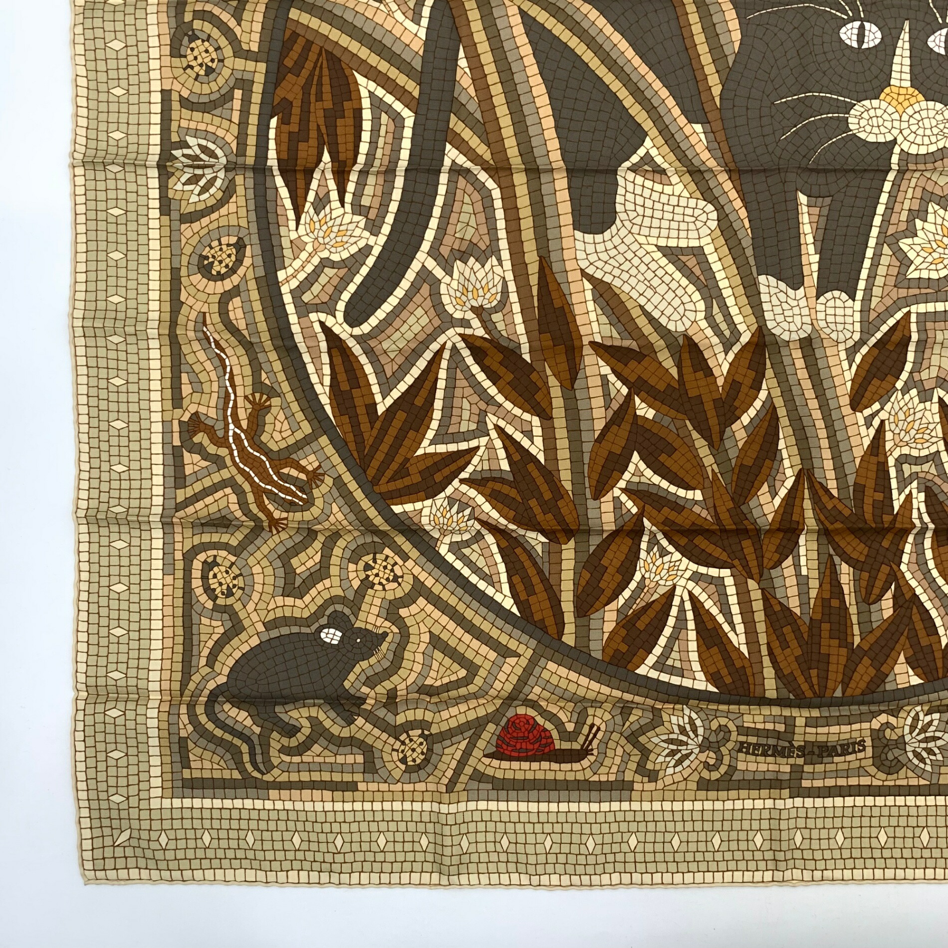 楽天市場】極美品 HERMES エルメス カレ90 CAVE FELEM 猫に注意