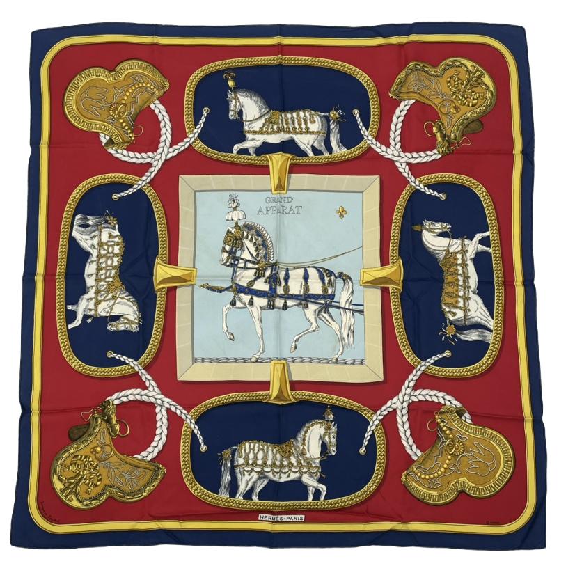 楽天市場】HERMES エルメス カレ90 GRAND APPARAT 盛装の馬 マルチ