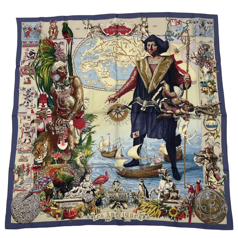 楽天市場】極美品 HERMES エルメス カレ90 スカーフ Les Ameriques