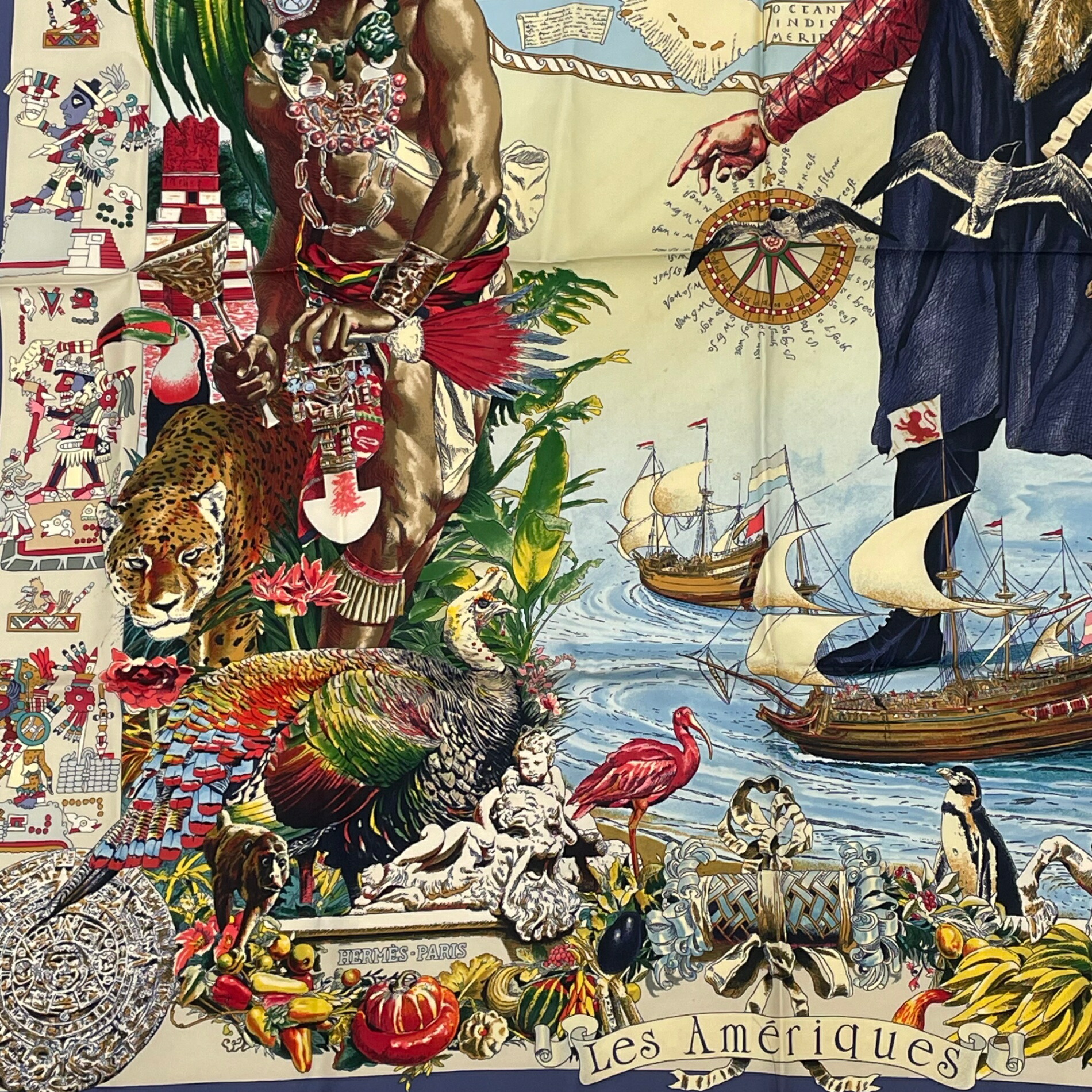 楽天市場】極美品 HERMES エルメス カレ90 スカーフ Les Ameriques