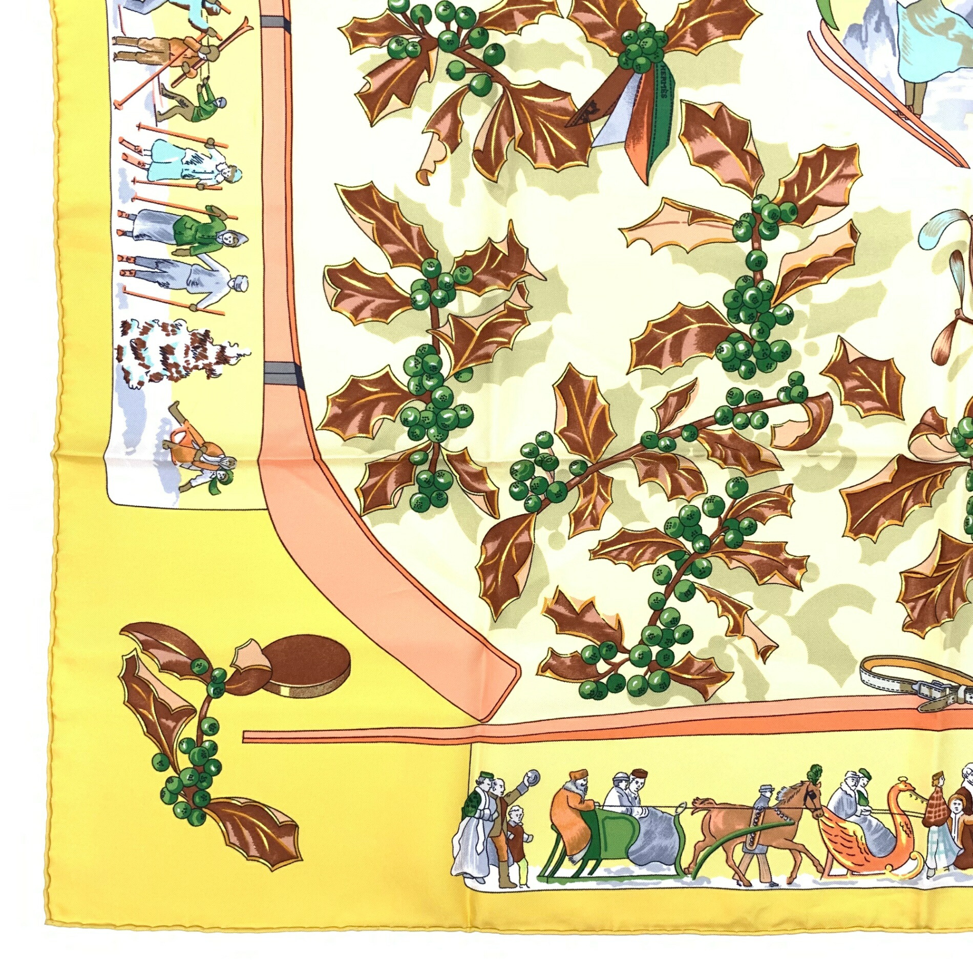 楽天市場】HERMES エルメス カレ 90 Neige d'Antan 去年の雪 イエロー