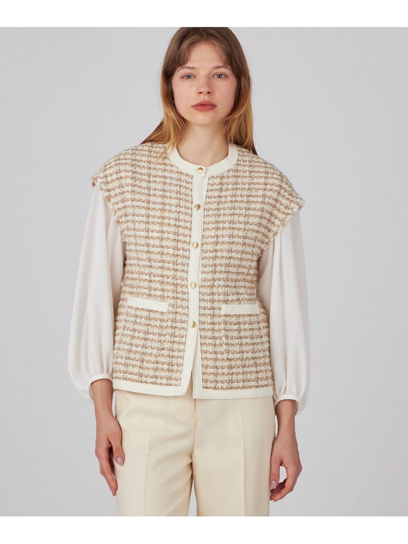 楽天市場】【SALE／50%OFF】ニットコンビツイード フレンチスリーブ