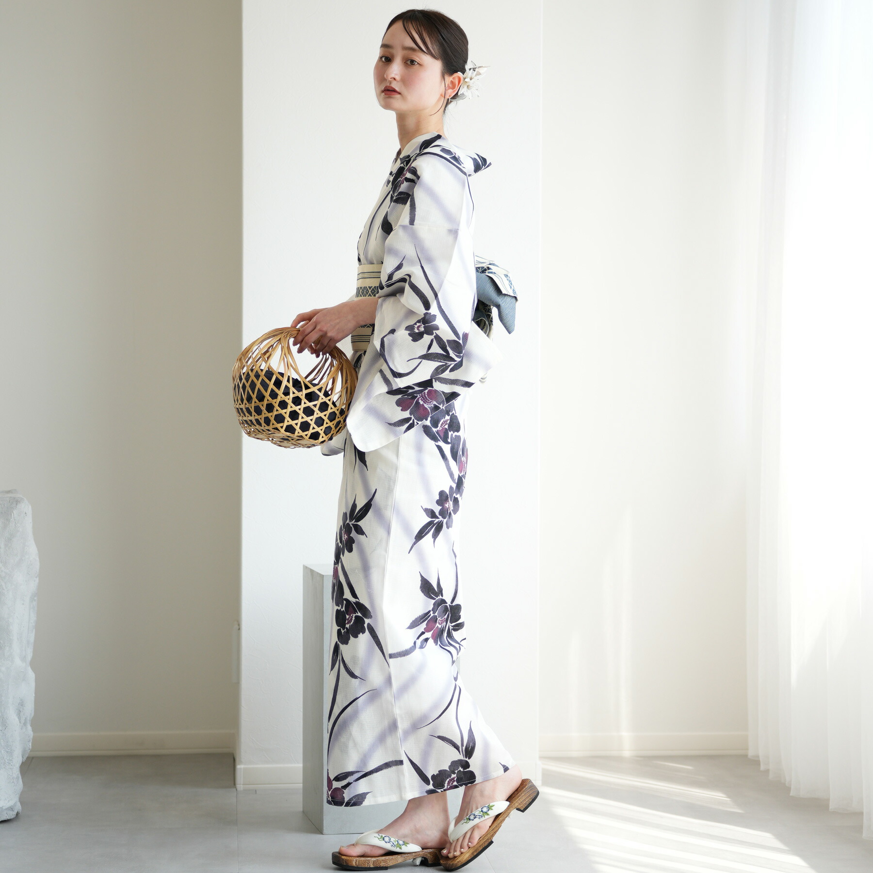 楽天市場】【utatane 高級変わり織 浴衣3点セット レトロホワイトに