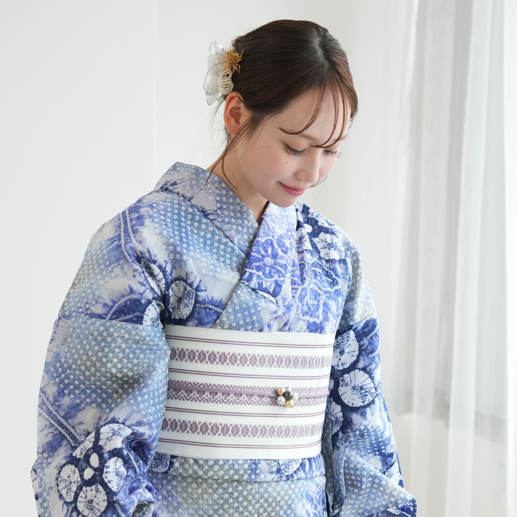 楽天市場】有松絞り 浴衣（カラーブルー）（和服｜レディース