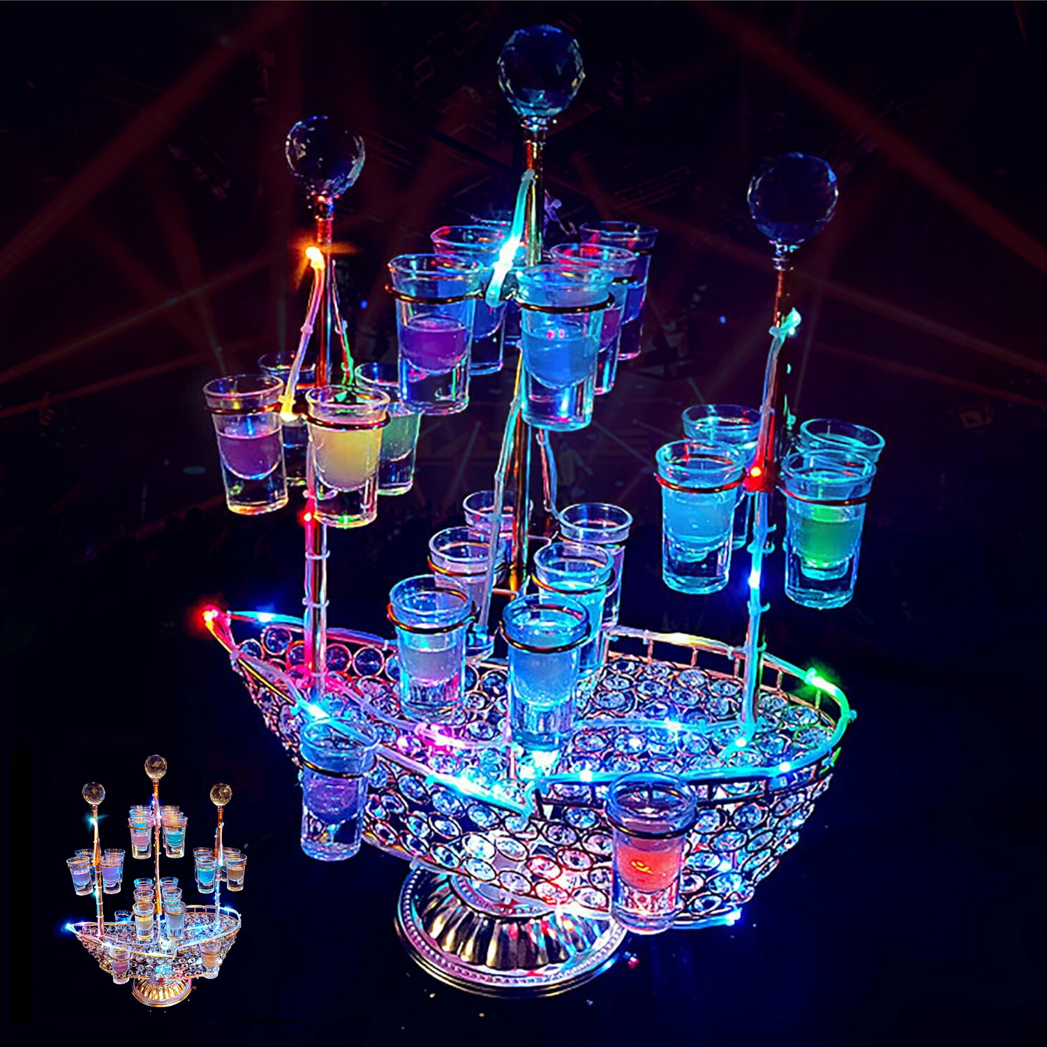 楽天市場】ワイングラス テキーラ観覧車 船 ワイングラスホルダー LED