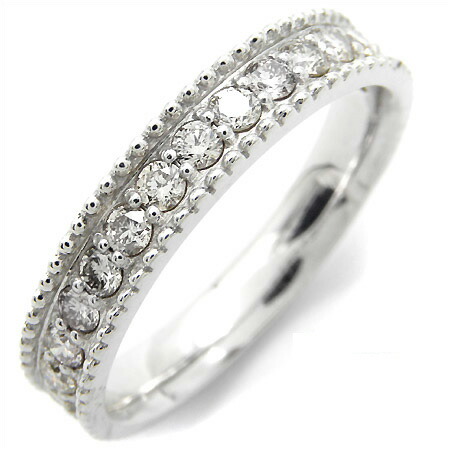 楽天市場】K18 ダイヤモンド 0.5ct ミルグレイン エタニティリング