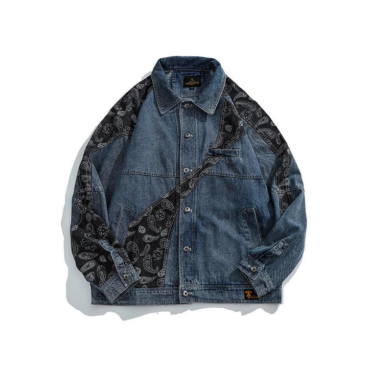 楽天市場】ペイズリー柄 デニムジャケット メンズ 切替 デニムコート