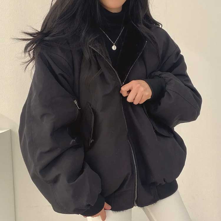 楽天市場】ボアブルゾン リバーシブル ボアジャケット レディース 中綿