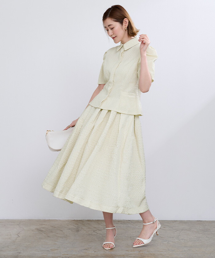 楽天市場】ふくれジャガードハイウエストタックフレアスカート