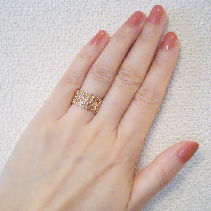 楽天市場】K18 リング 指輪 アラベスク模様（L）地金 品番MA-0202 3月