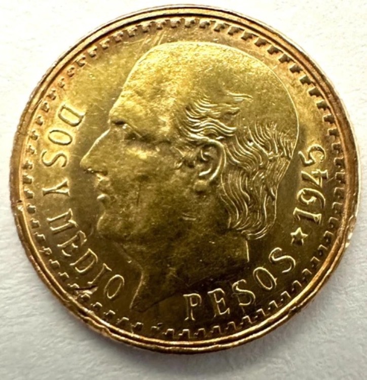 楽天市場】1945 メキシコ ゴールド 2.5 ドス イ メディオ ペソ 金貨