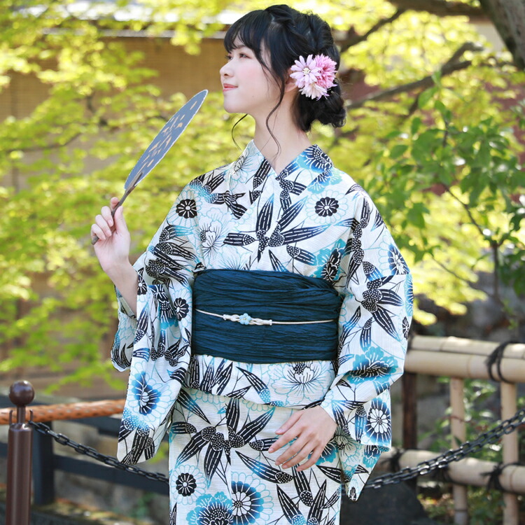 楽天市場】浴衣 セット レトロ 高級綿絽浴衣3点セット「オフホワイト地