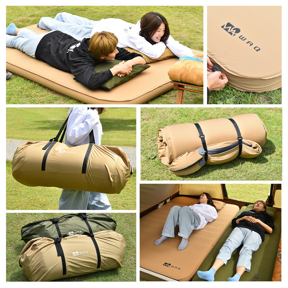 楽天市場】WAQ RELAXING CAMPMAT ダブルサイズ 厚さ10cm 自動膨張式