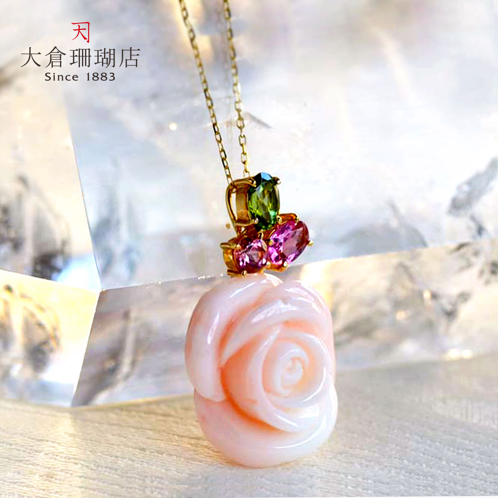 楽天市場】ミスボケ珊瑚 サンゴ さんご トルマリン 18金 K18 薔薇