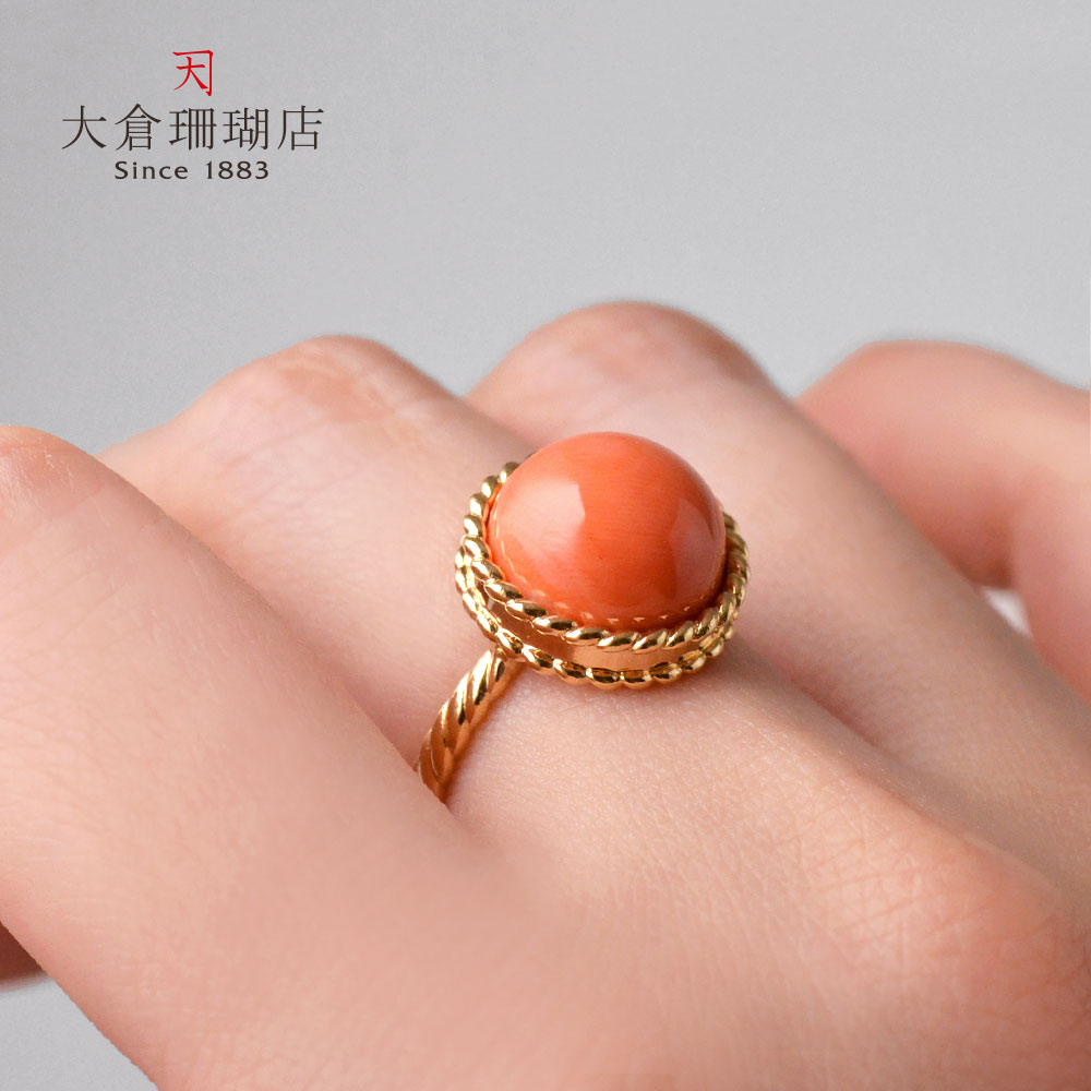 楽天市場】モモイロ珊瑚 リング 指輪 サンゴ さんご K18 18金 半円