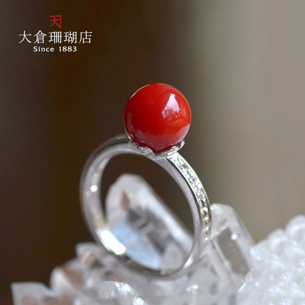 楽天市場】血赤珊瑚 リング 指輪 ダイヤ サンゴ さんご K18 WG 18金