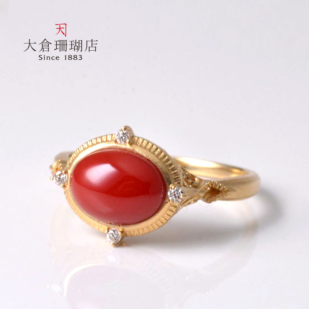 楽天市場】血赤珊瑚 さんご サンゴ ダイヤ リング 指輪 オーバル