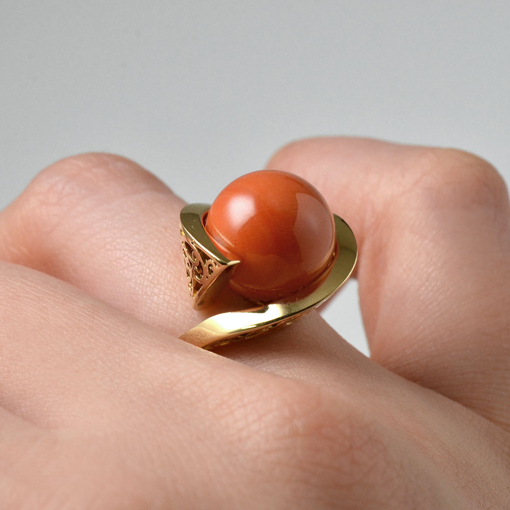 楽天市場】モモイロ珊瑚 リング 指輪 サンゴ さんご K18 18金 ゴールド