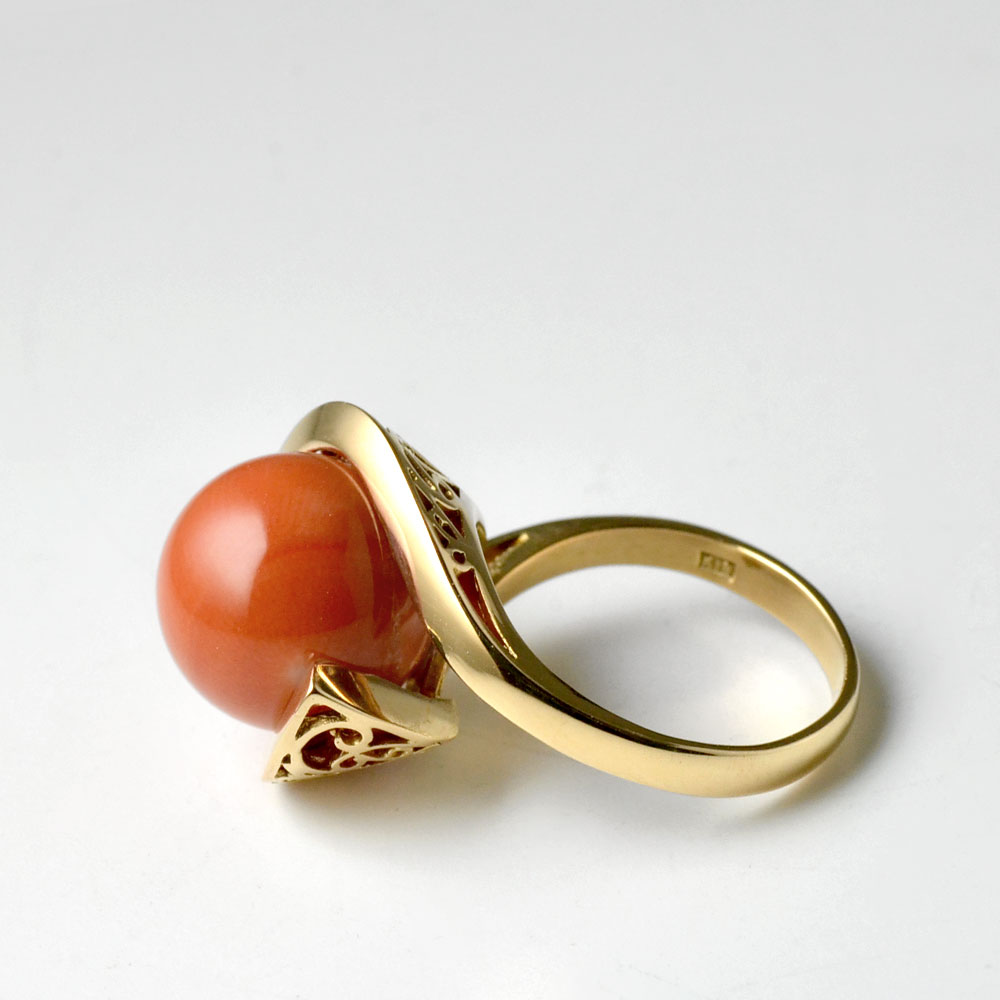 楽天市場】モモイロ珊瑚 リング 指輪 サンゴ さんご K18 18金 ゴールド