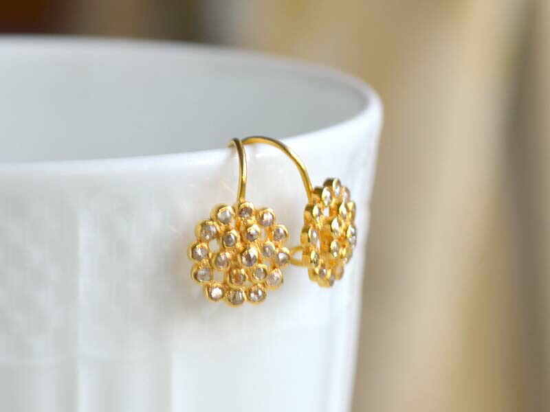 楽天市場】ブラウンダイヤ ピアス 18金 K18 インド製 天然石 ユキコ