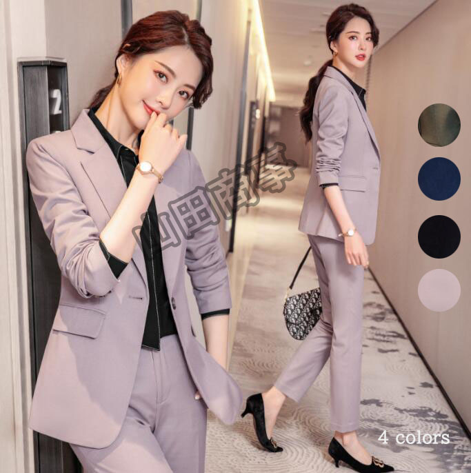 楽天市場】ビジネススーツ レディーススーツセット 無地柄スーツ 4色