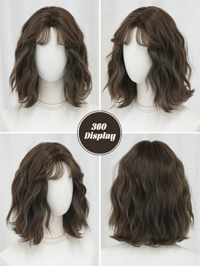 楽天市場】合成繊維製の女性用ボブウィッグ ショートブラウン 巻き髪