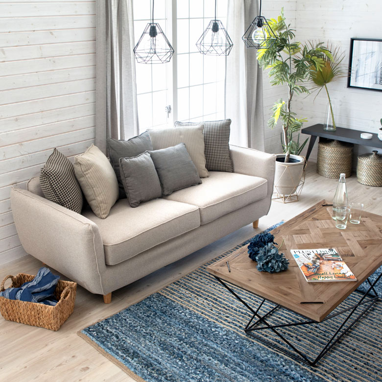 楽天市場】3人掛けソファー グレー クッション7個付き カバーリング