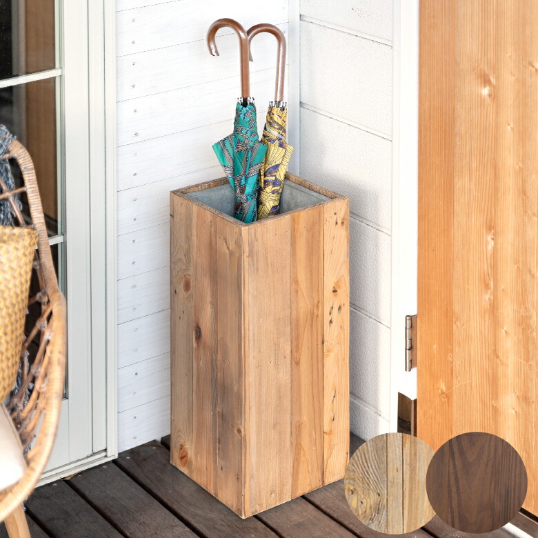 楽天市場】傘立て スリム角型 古木風仕上げ 木製 幅24.5cm Botanique