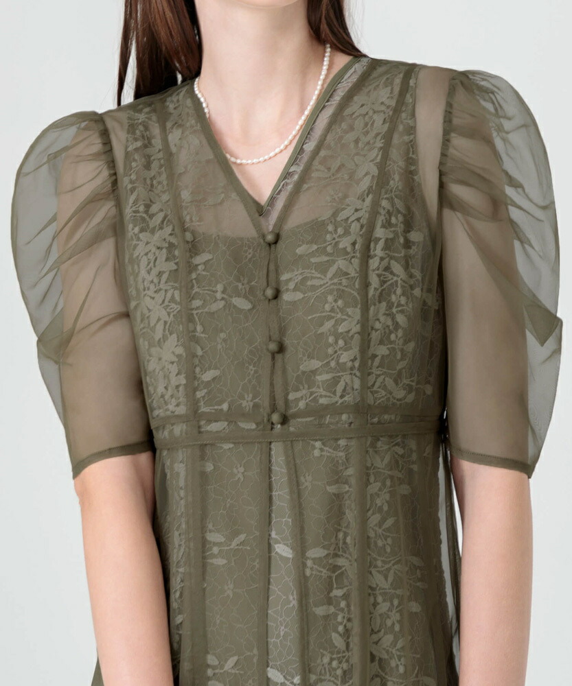 楽天市場】【LEJA】花柄総レースパフスリーブウエストリボンキャミ