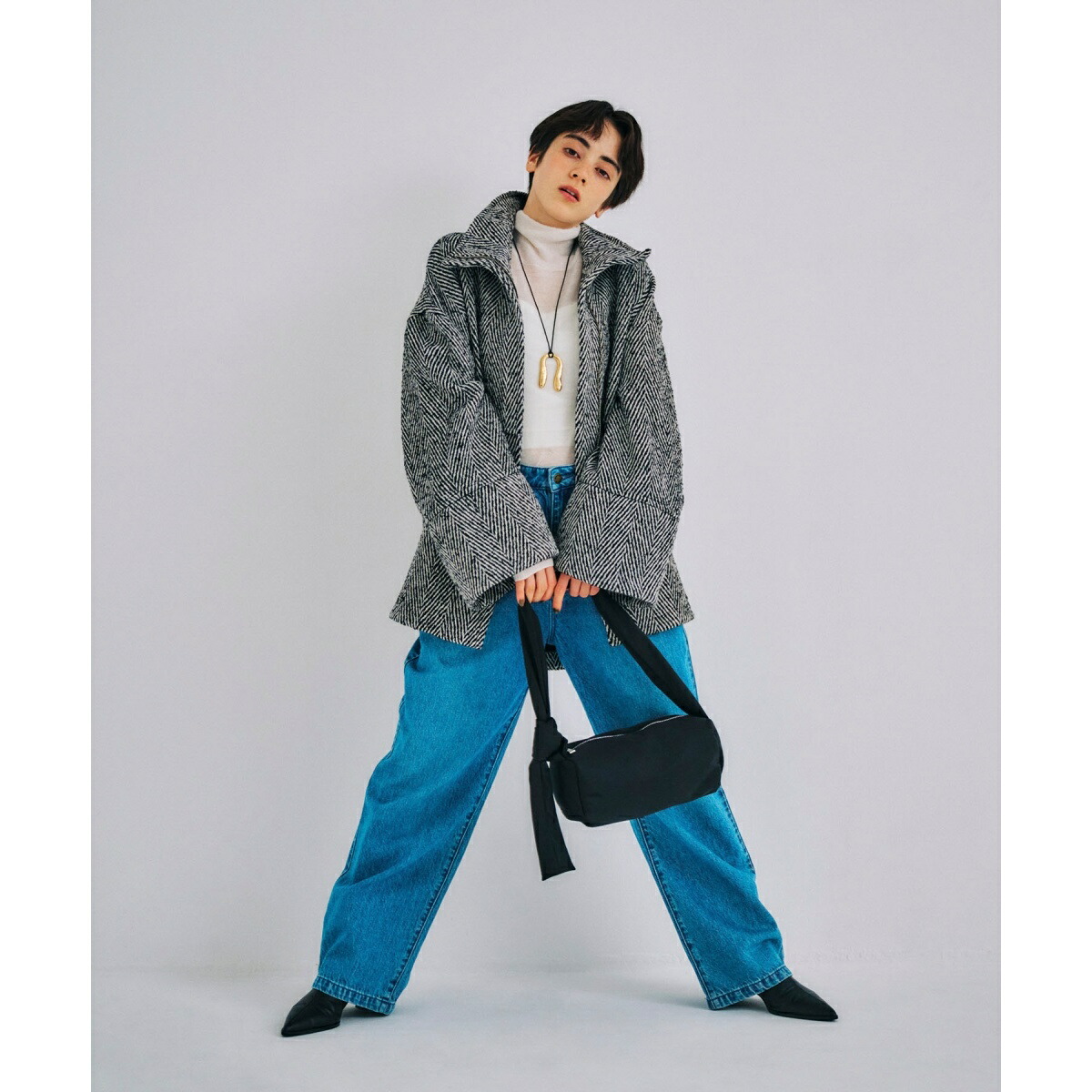 楽天市場】【WEB限定】スタンドカラーコクーンミドルコート