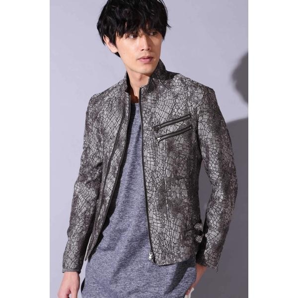 楽天市場】TORNADO MART∴クロコジャカードライダースブルゾン