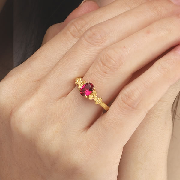 楽天市場】純金 ルビー リング 指輪 ゴールド フラワー 花柄