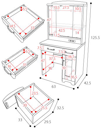 FLL-0034》Lycka land 三面鏡 ドレッサー&スツール | 家具の仕入れ