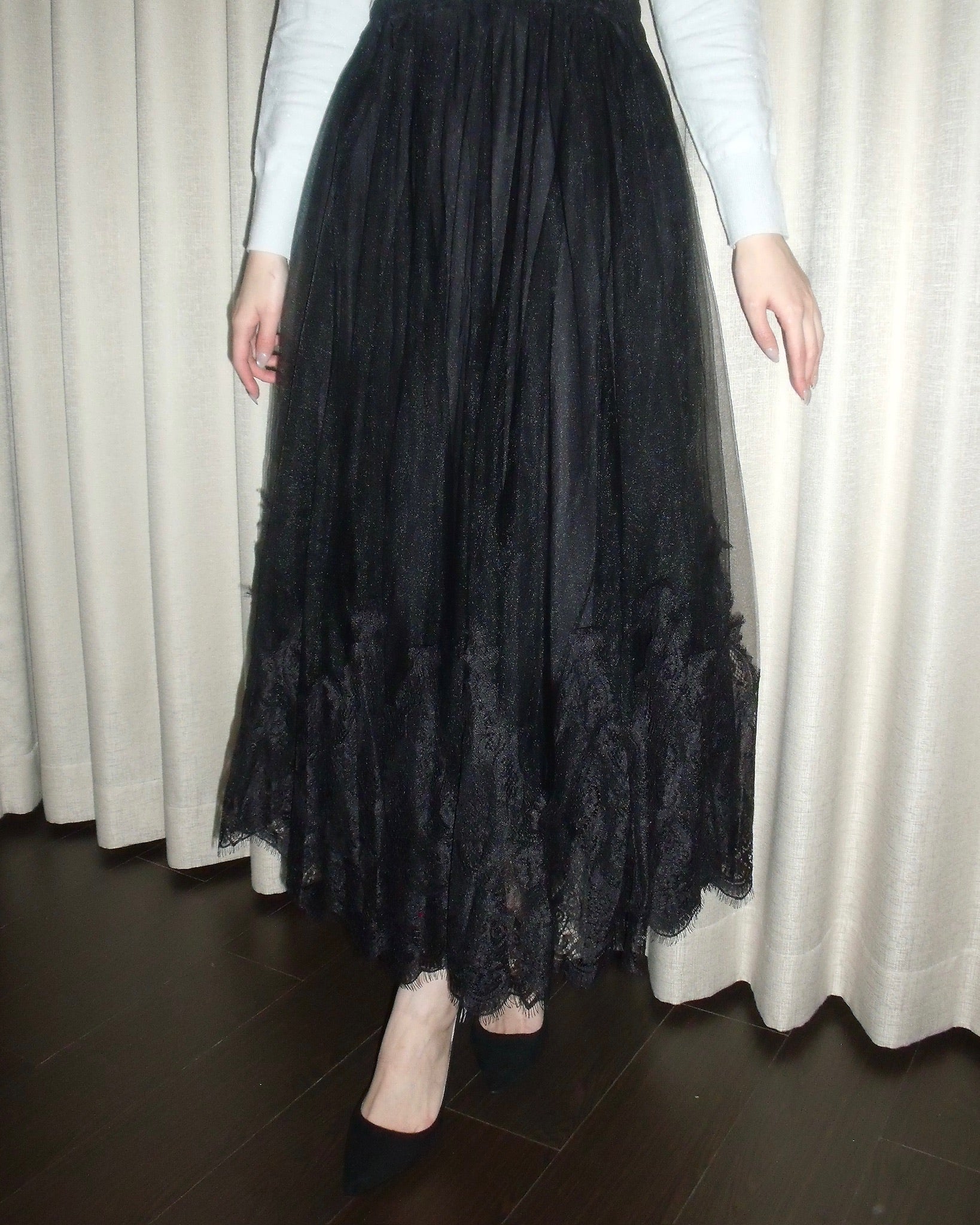 予約販売2月中旬〜下旬】Clara Tulle Lace Long Skirt – Treat Ürself