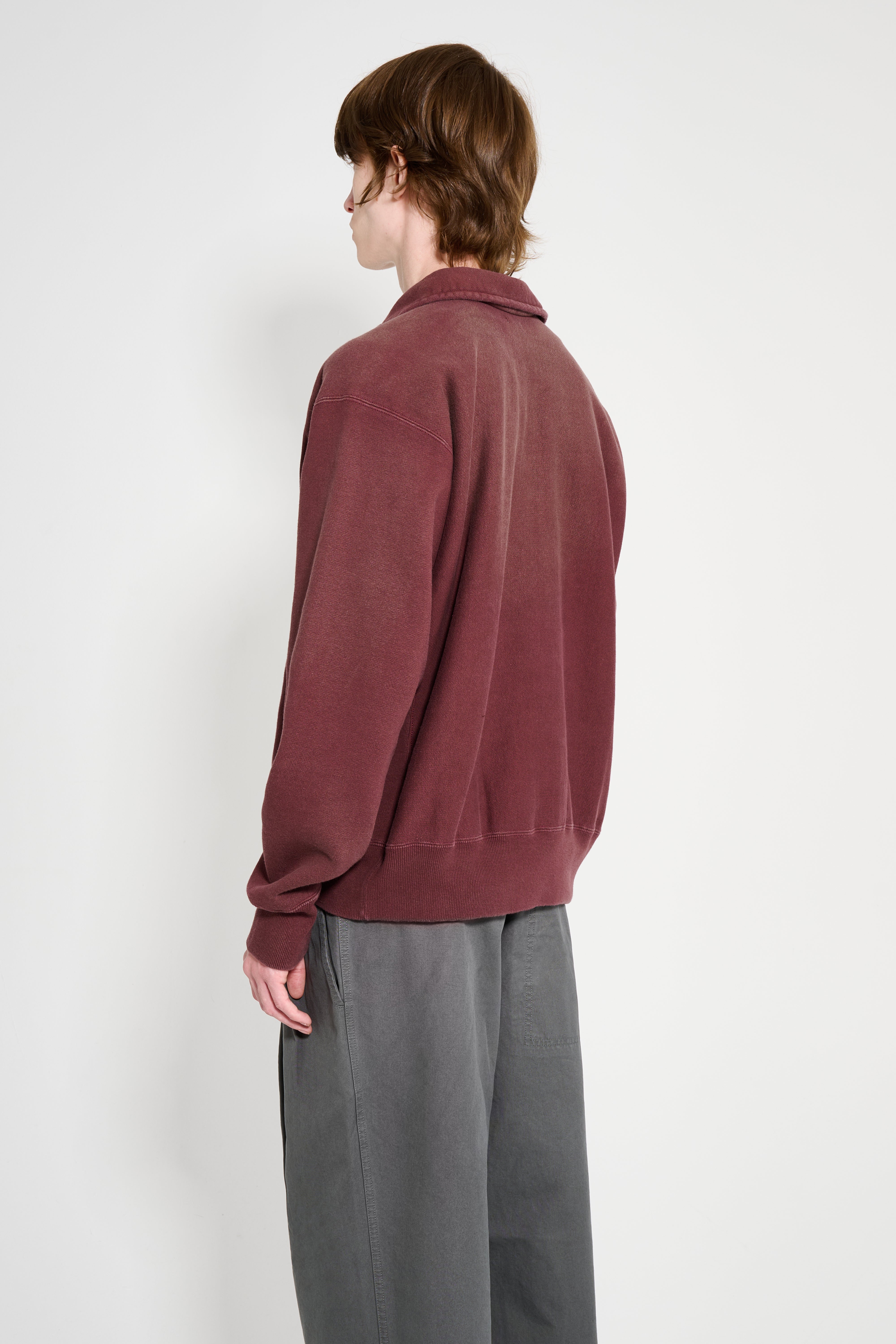 A.PRESSE Vintage Half Zip Sweatshirt Burgundy – Très Bien