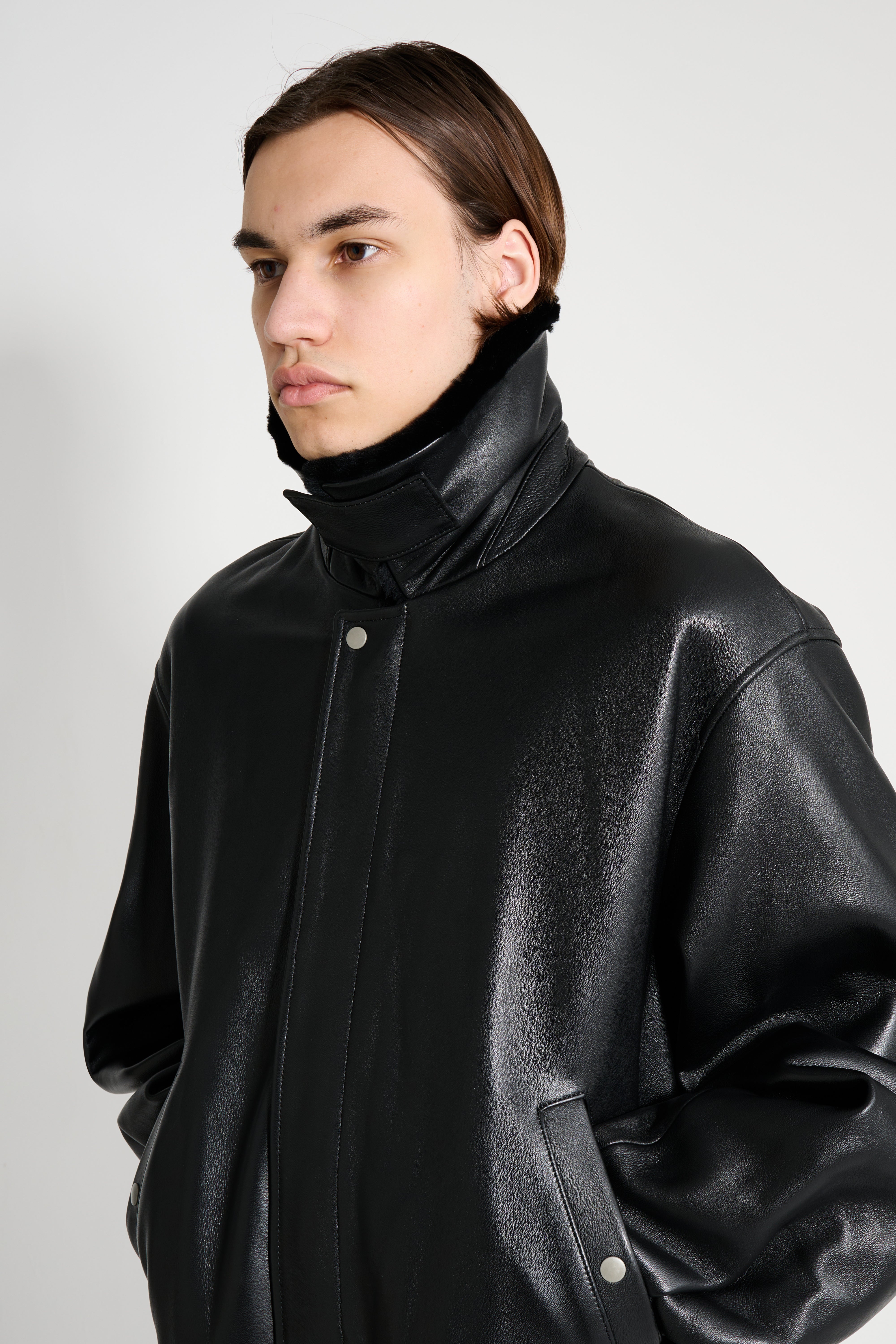 ssstein Mouton Collar Sheep Leather Zip Jacket Black – Très Bien