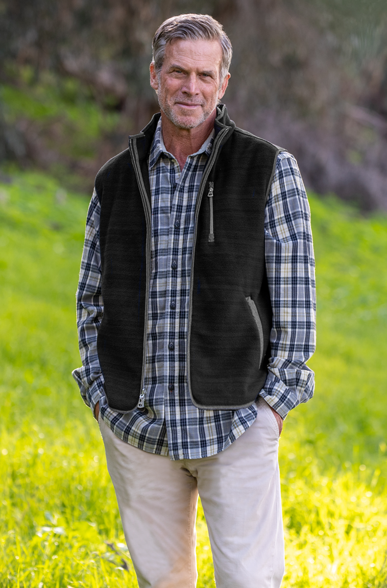 Micro Slub Shearling Fleece Zip Vest